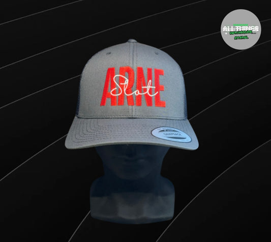 Liverpool F.C "Arne Slot" Grey Snapback Trucker Cap